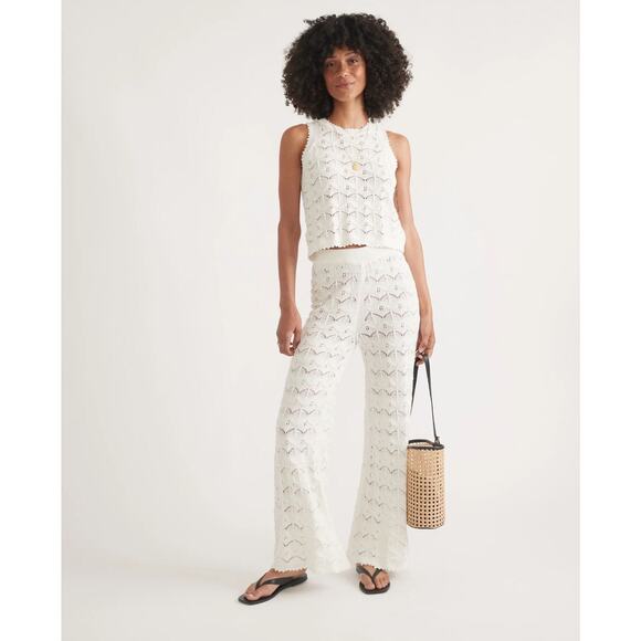 Marine Layer Archive Hazel Knit Matching Set Small Crochet Top Wide Leg Pant - Picture 2 of 16